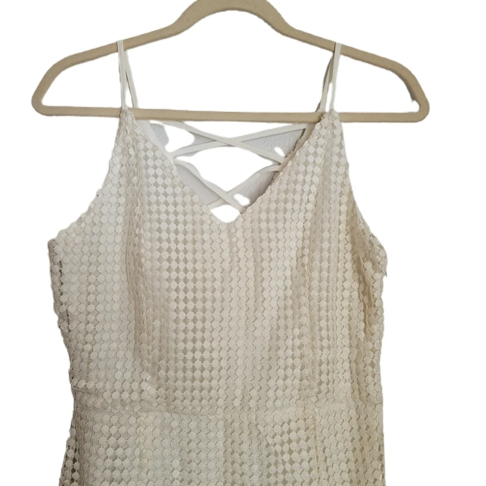 Soieblu Dress L Large Ivory Sleeveless Eyelet - Picture 2 of 9